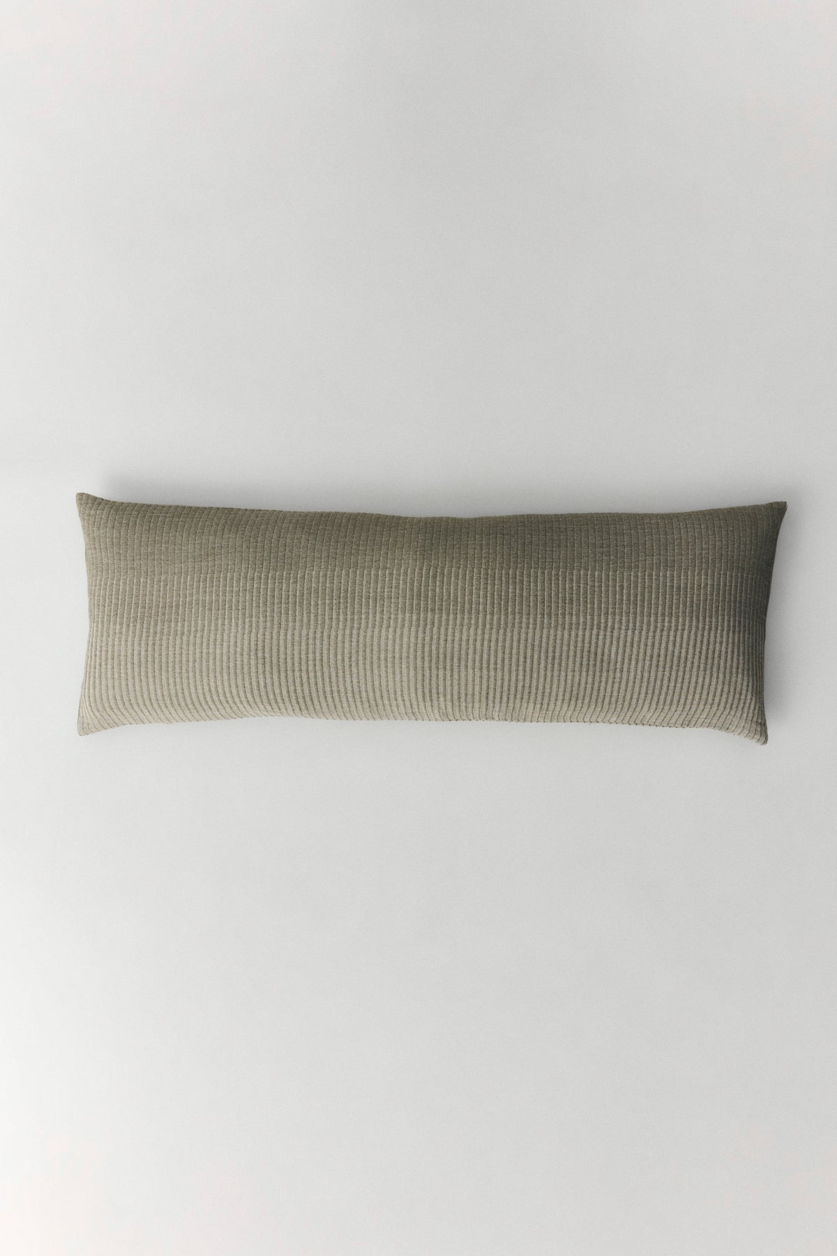 Amaya reversible linen cushion in khaki with dual-color weave