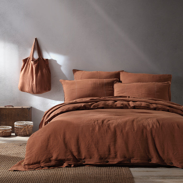 Galya Linen Duvet Cover Set with Bag