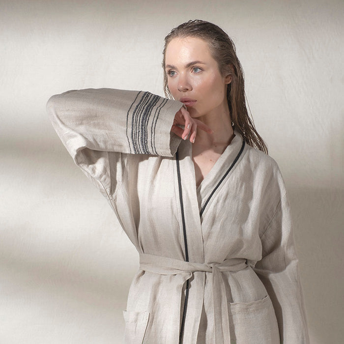 Marl Linen Bathrobe