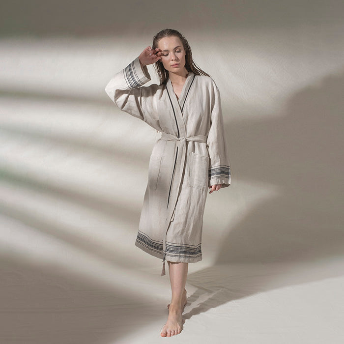 Marl Linen Bathrobe