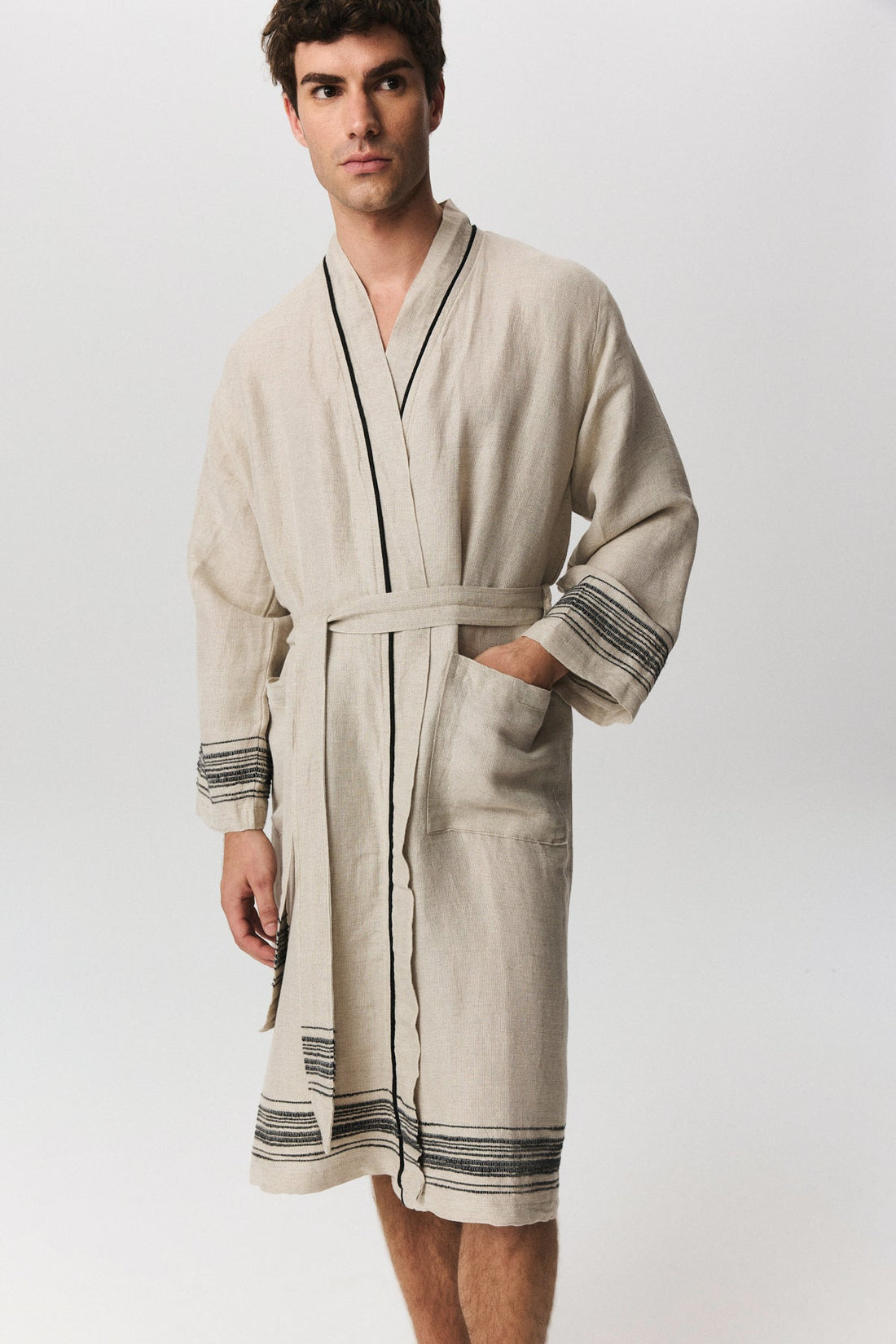 Marl Linen Bathrobe