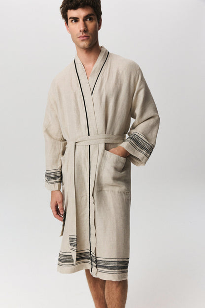 Marl Linen Bathrobe