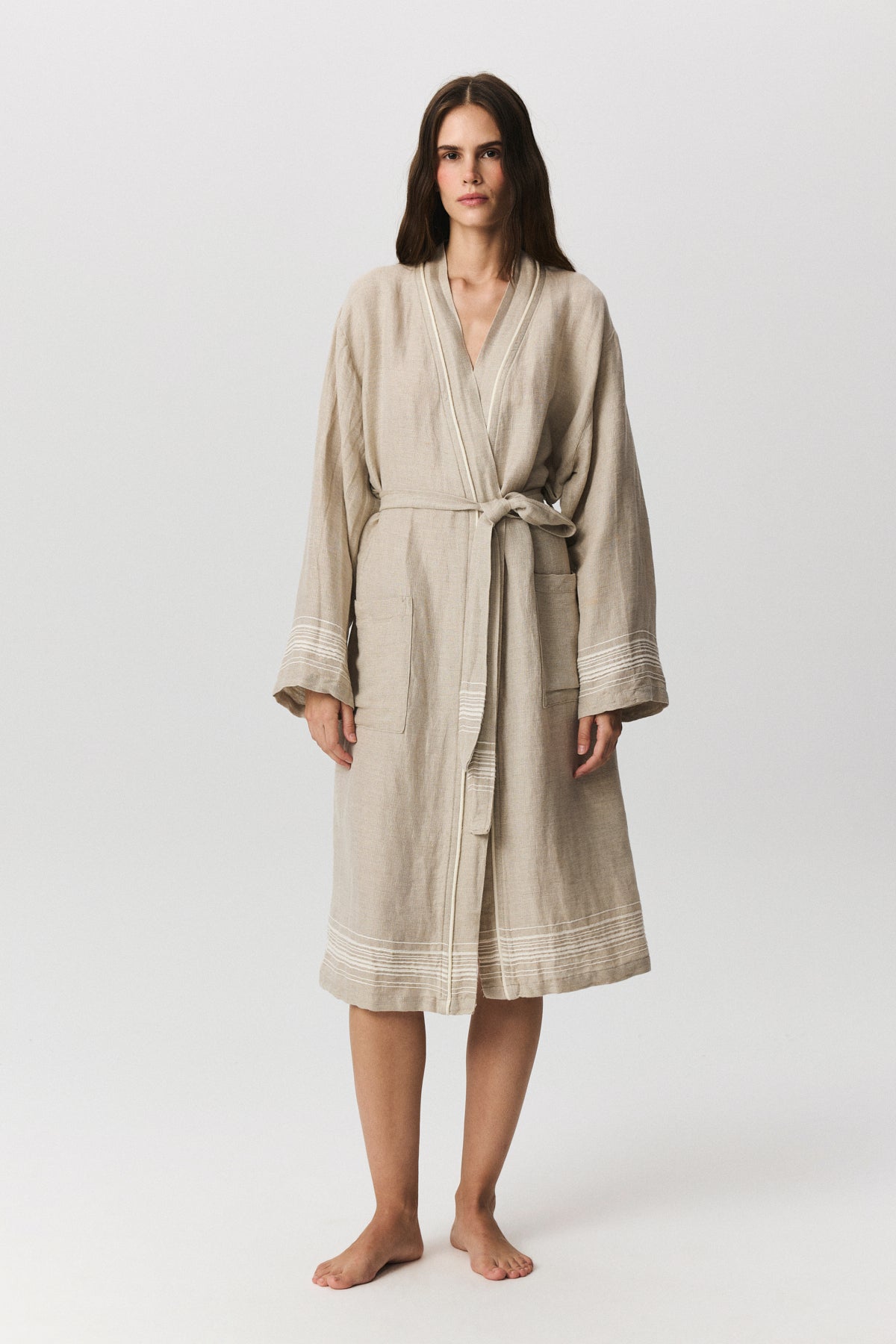 Marl Linen Bathrobe