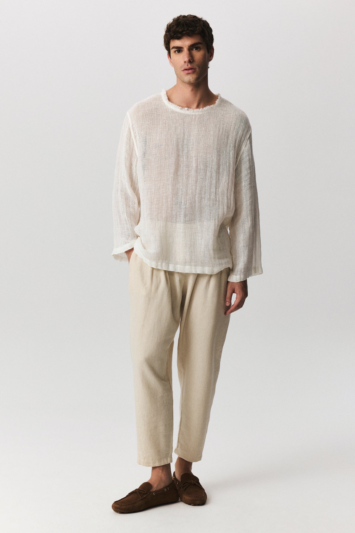 Sea unisex linen top with relaxed oversized fit