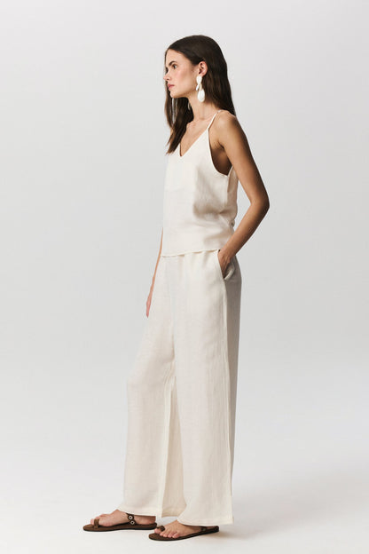 Seta linen cupro trousers with relaxed, flowing silhouette