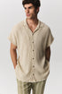Romeo short-sleeve shirt in crinkled cotton-linen blend with relaxed fit