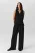 Amalfi wide-leg linen trousers in natural sheer weave with elasticated waist