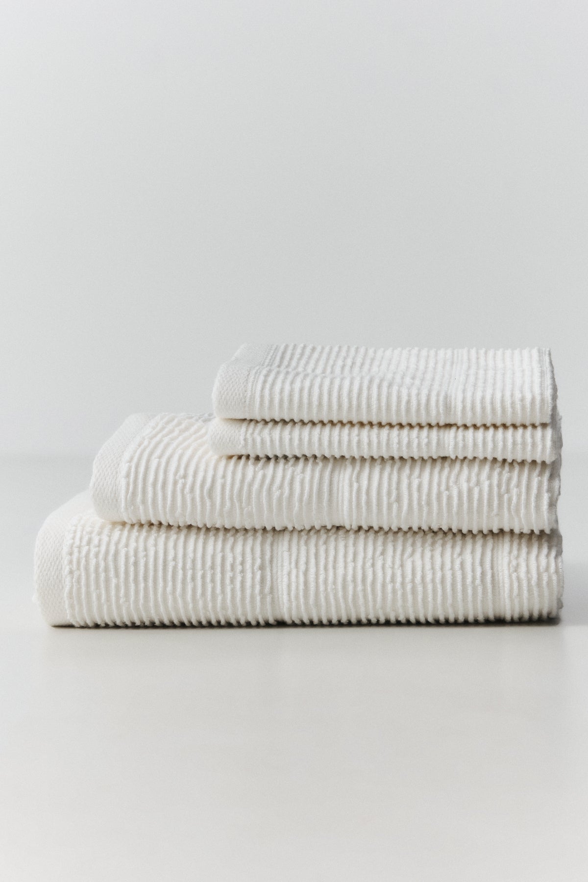 Sardes self-striped Turkish cotton towel in natural tone
