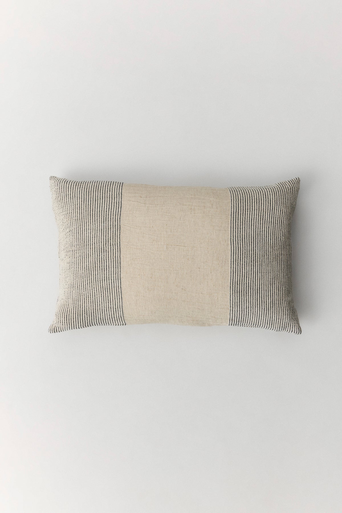 Korfu linen cotton cushion with pom-pom trim detail