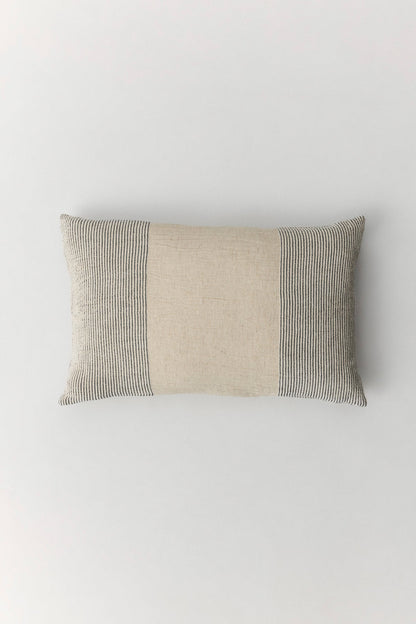 Korfu linen cotton cushion with pom-pom trim detail