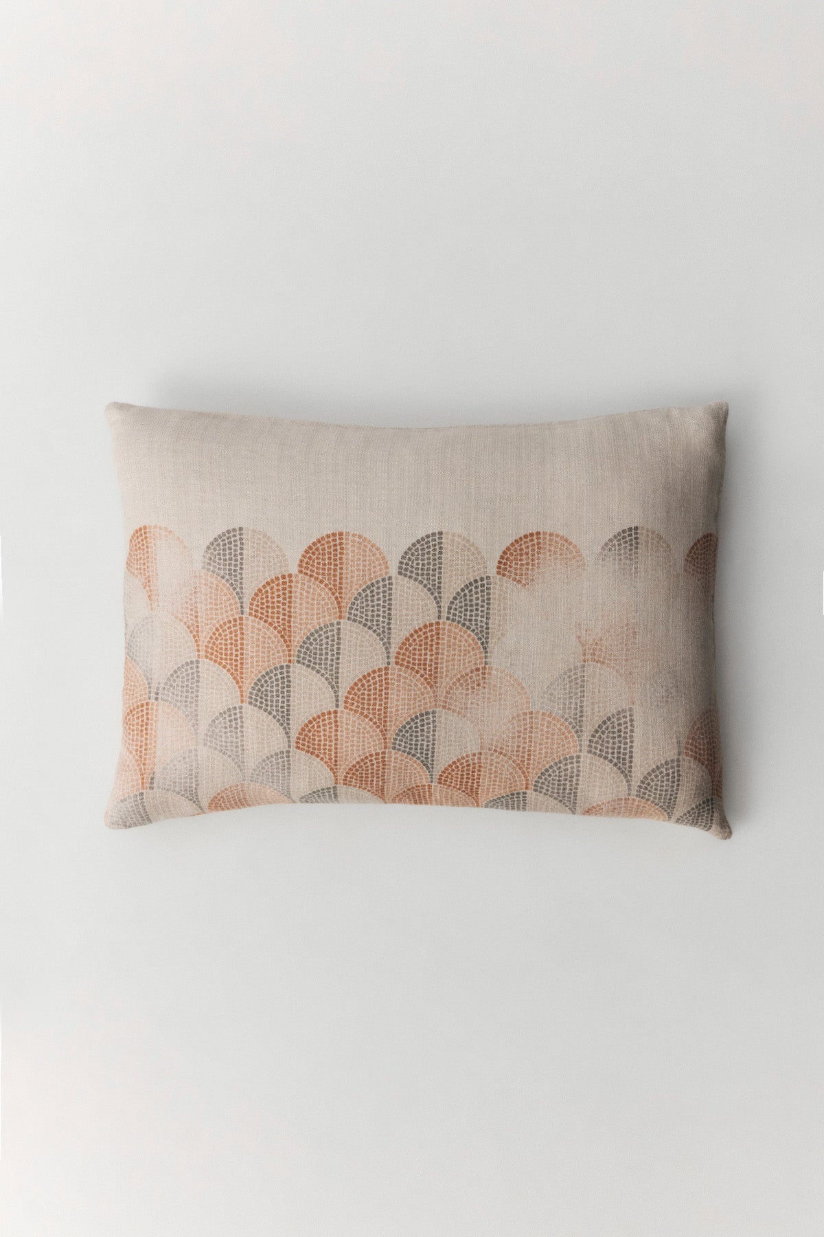 Daphne cushion with aged mosaic print in natural cotton-linen blend