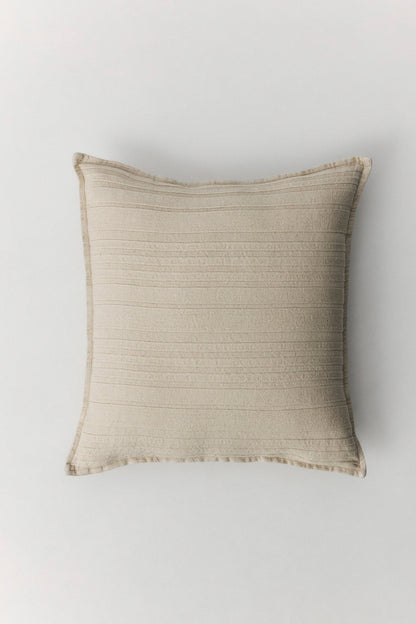 Oscar linen cushion in terra with three-dimensional textured weave and square form