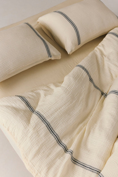 Marlen double-layered muslin duvet cover set in natural cotton