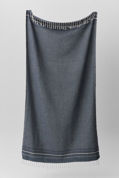 Perla striped linen peshtemal in sky blue