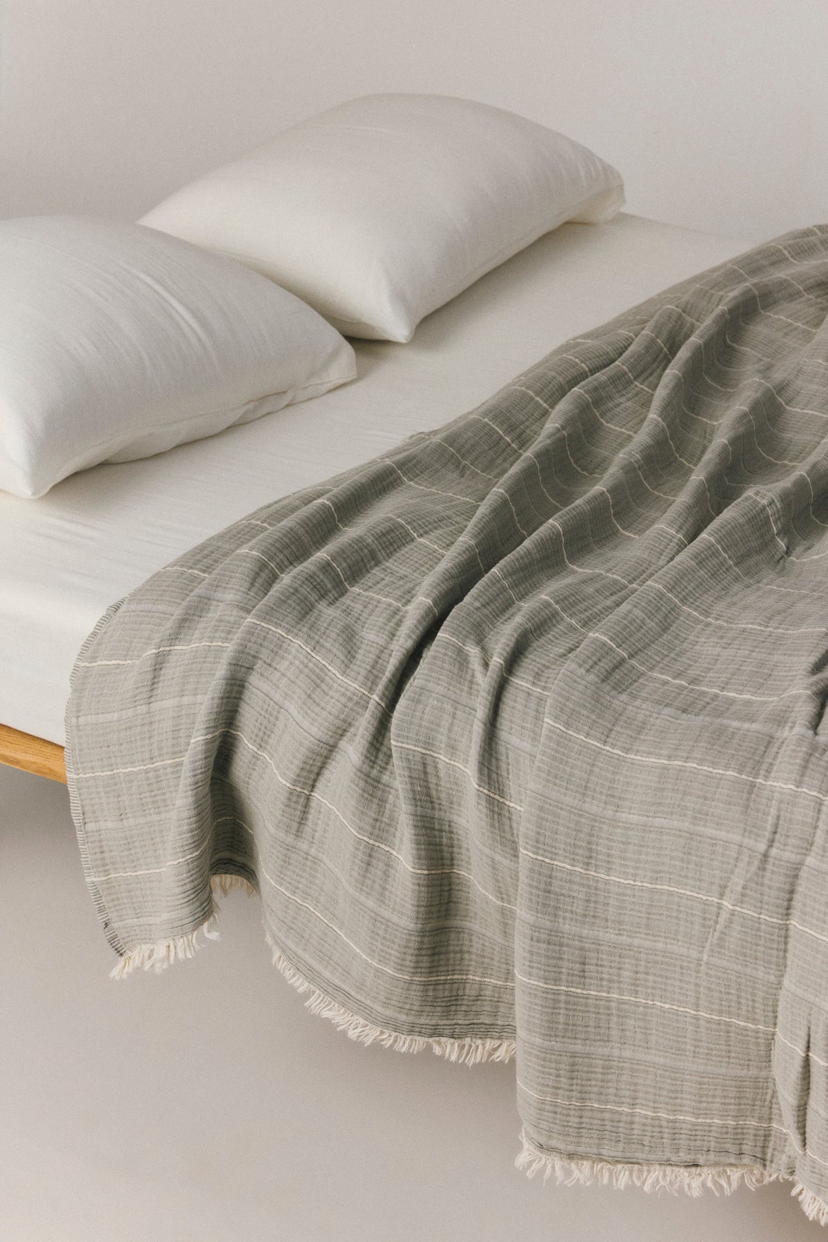 Milena muslin bed cover with layered cotton texture and natural finish