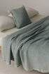 Bohem waffle-textured bamboo cotton bedspread in sage green