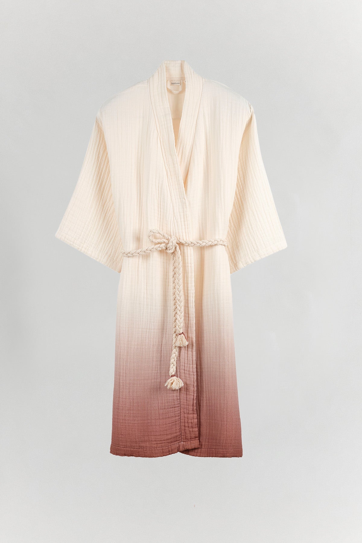Degradé muslin bathrobe in 100% cotton with double-sided gradient detail