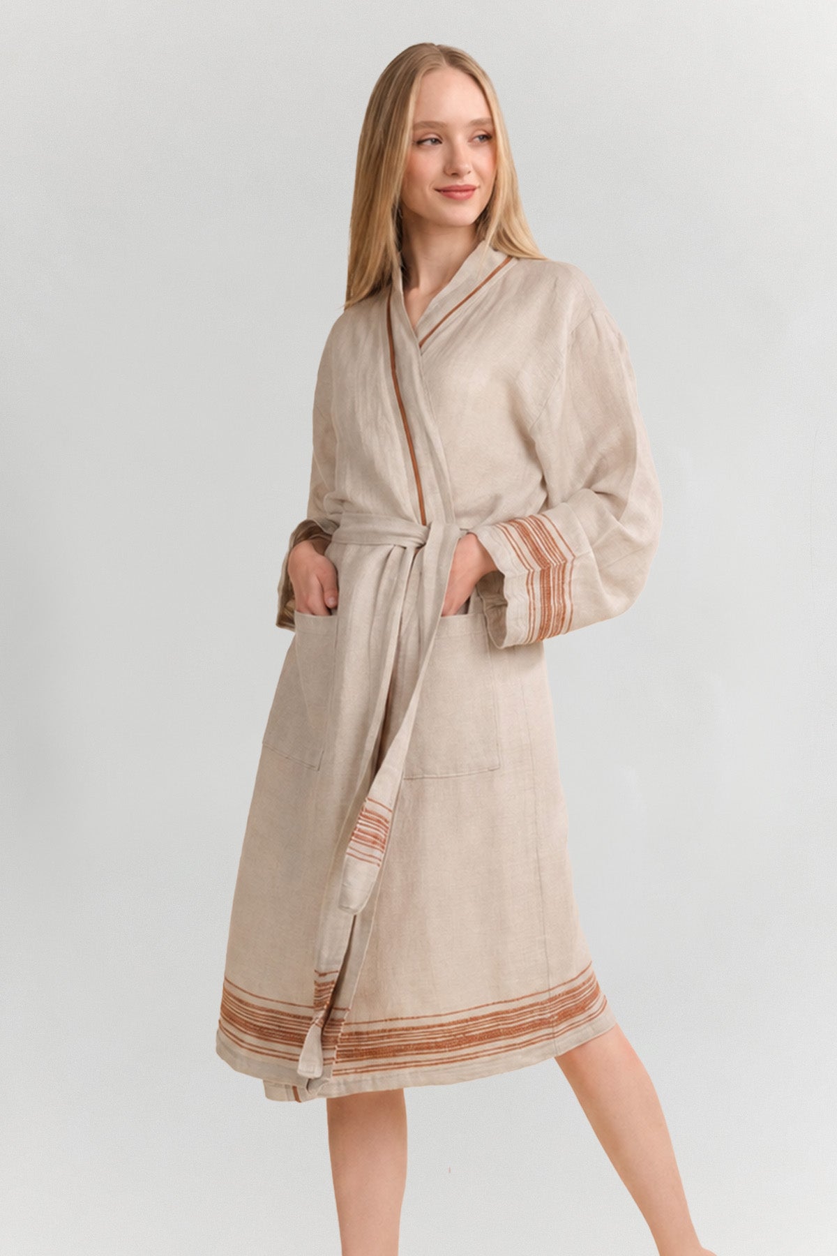 Marl Linen Bathrobe