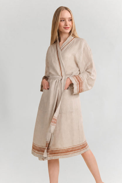 Marl Linen Bathrobe