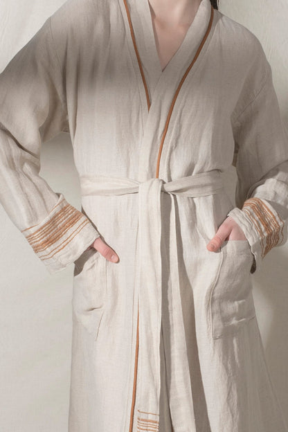 Marl Linen Bathrobe