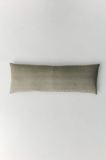 Amaya reversible linen cushion in khaki with dual-color weave