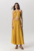 Brisa crinkle cotton dress with flowing silhouette and tie neckline