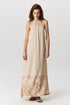 Delfi halter dress in cotton linen with open back and mosaic hem