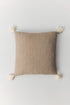 Fresco mélange cotton waffle cushion with pompom detail in beige