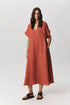 Livia linen dress in natural, relaxed V-neck silhouette