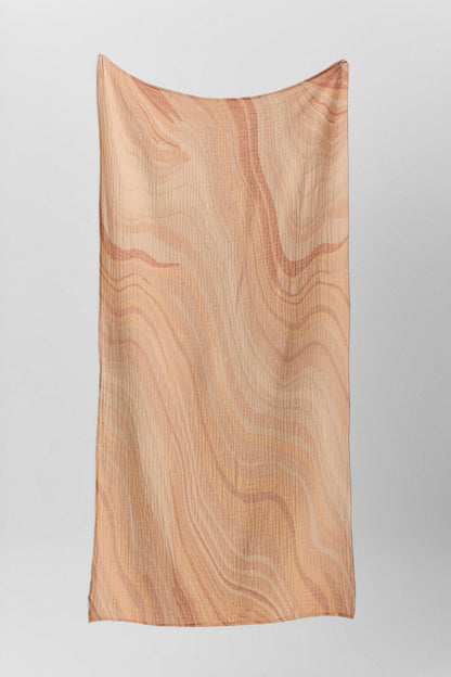 Marble peshtemal in earthy stone tones with jacquard texture