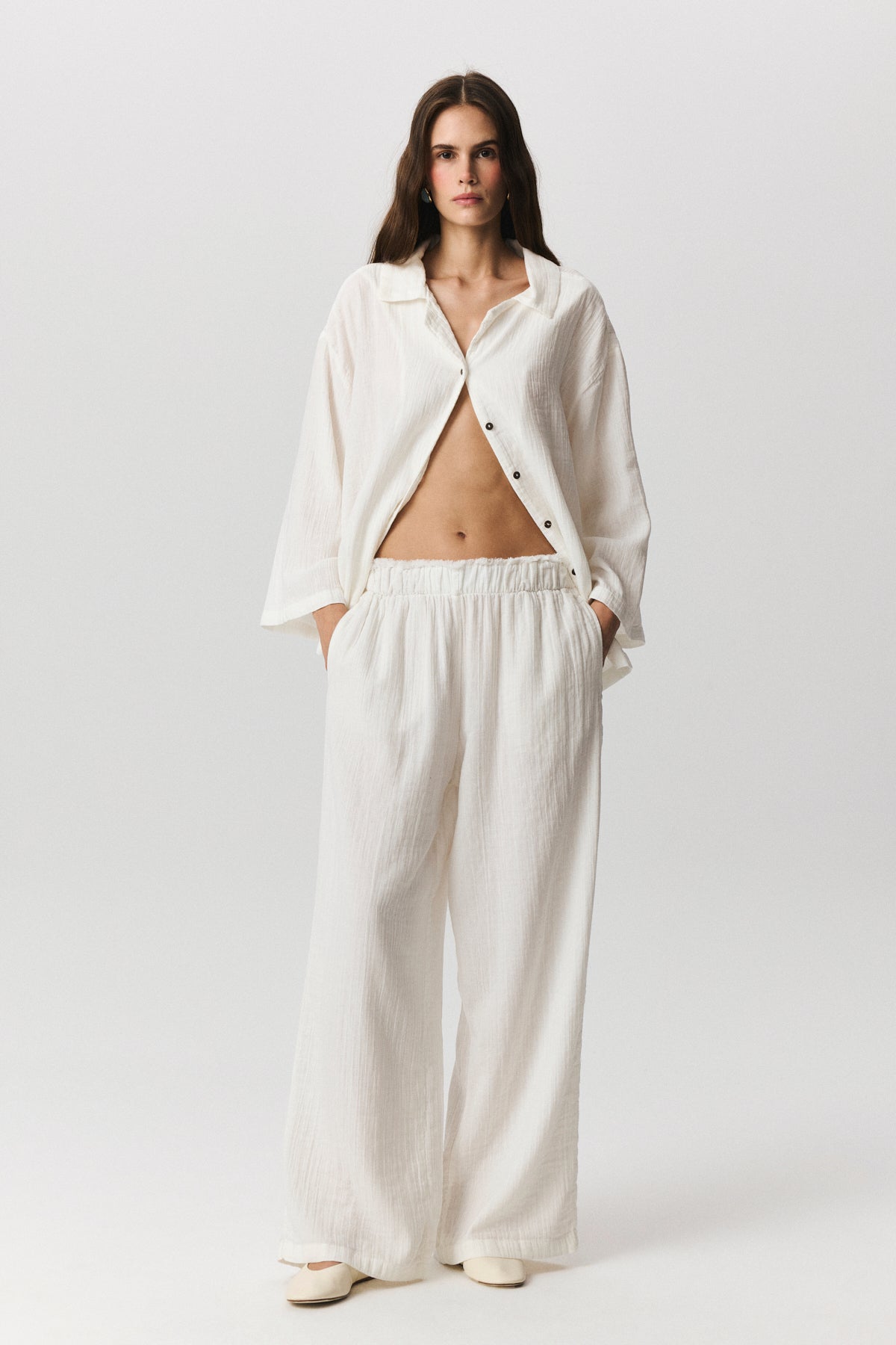 Opia double-layered muslin trousers in TENCEL and cotton blend