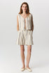 Pera high-waist linen-cotton shorts with front pleat detail