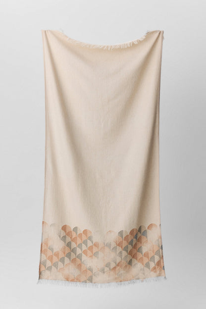 Tessera peshtemal with mosaic pattern and hand-twisted fringe details