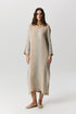 Tierra dress in yarn-dyed linen with V-neck and side slits